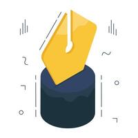 A isometric design icon of ink pen tip vector