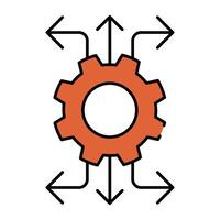 Gear with arrows, flat design of network setting vector