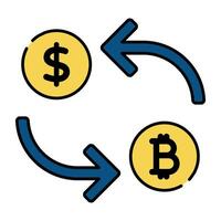 Dollar with bitcoin, flat design of money exchange vector