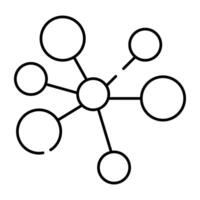 Connected nodes icon, linear design of topology vector