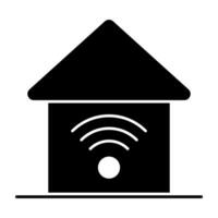 Wifi signals with building, icon of smart home vector