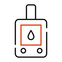 Sugar test machine icon, solid design of glucometer vector