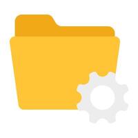 Flat design icon of document case with gear, folder management vector