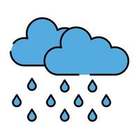 Cloud with raindrops, icon of rainfall vector