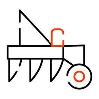 A farming tool icon, linear design of ploughing vector