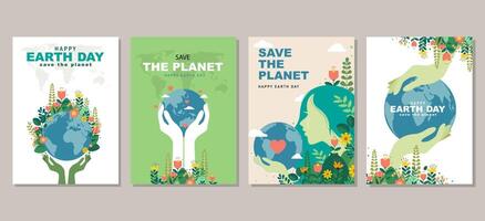 Earth day poster collection for graphic and web design  business marketing and print material vector