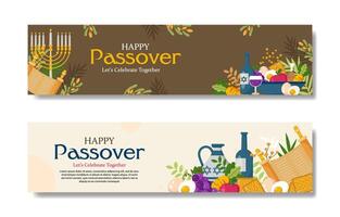 happy passover horizontal banner collection, for background and poster template vector