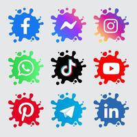 icono conjunto - social medios de comunicación chapoteo antecedentes vector