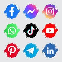 icono conjunto - social medios de comunicación resumen antecedentes vector