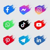 Icon Set - Social Media Brush Stroke Background 2 vector