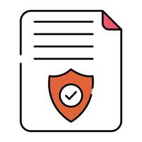 Shield with folded paper, icon of secure document vector