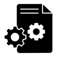 Paper with gears, solid design of file management vector