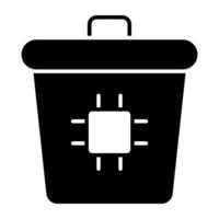 A solid design icon of smart bin vector