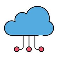 Nodes with cloud, flat design of cloud network vector