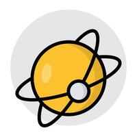 un diseño plano, icono de planeta giratorio. vector