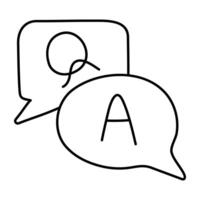 A linear design icon of question and answer vector