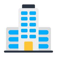 High raise architecture, flat design of building icon vector