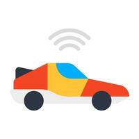 Wifi señales con automóvil, concepto de inteligente coche vector