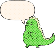 cartoon dinosaur with speech bubble in comic book style png