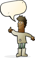 homme de pensée positive de dessin animé en haillons avec bulle de dialogue png