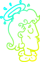 cold gradient line drawing of a cartoon angel face png