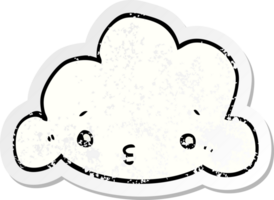 distressed sticker of a cute cartoon cloud png