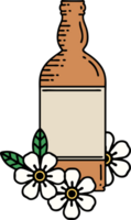 tattoo in traditional style of a rum bottle and flowers png