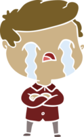 flat color style cartoon man crying png