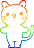 rainbow gradient line drawing of a cartoon cat png