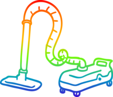 rainbow gradient line drawing of a cartoon vacuum hoover png