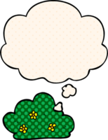 cartoon hedge with thought bubble in comic book style png