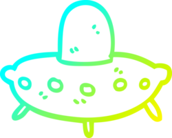 cold gradient line drawing of a cartoon alien spaceship png