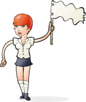 cartoon woman waving white flag png