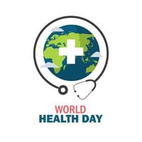 World Health Day with heart and stethoscope design vector