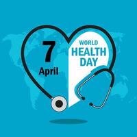 World Health Day with heart and stethoscope design vector