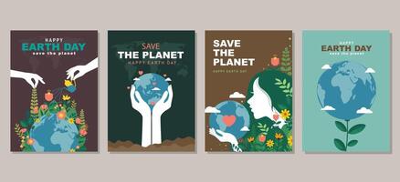 Earth day poster collection for graphic and web design  business marketing and print material vector