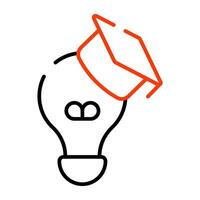 Light bulb with mortarboard, concept of educational idea icon vector