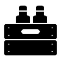 An editable design icon of bottle crate vector