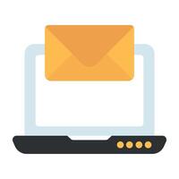 Envelope with laptop denoting concept of email vector