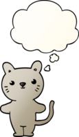 cartoon cat with thought bubble in smooth gradient style png