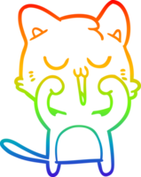 rainbow gradient line drawing of a cartoon cat singing png