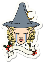 sticker of a sad elf mage character face png