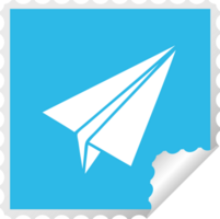 square peeling sticker cartoon of a paper plane png