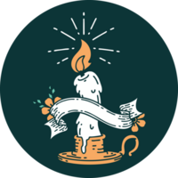 icon of a tattoo style spooky melting candle png