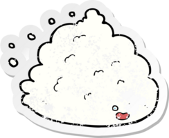 pegatina retro angustiada de un personaje de nube de dibujos animados png