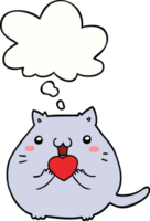 mignonne dessin animé chat dans l'amour avec pensée bulle png