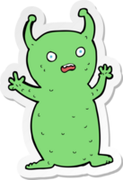 pegatina de un pequeño extraterrestre divertido de dibujos animados png