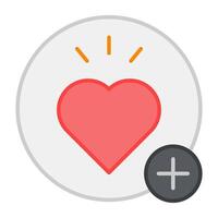 Colorful flat design icon of add heart vector