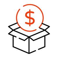 Dollar on carton denoting concept of money box vector