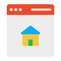 Home building on web page, icon of real estate website vector